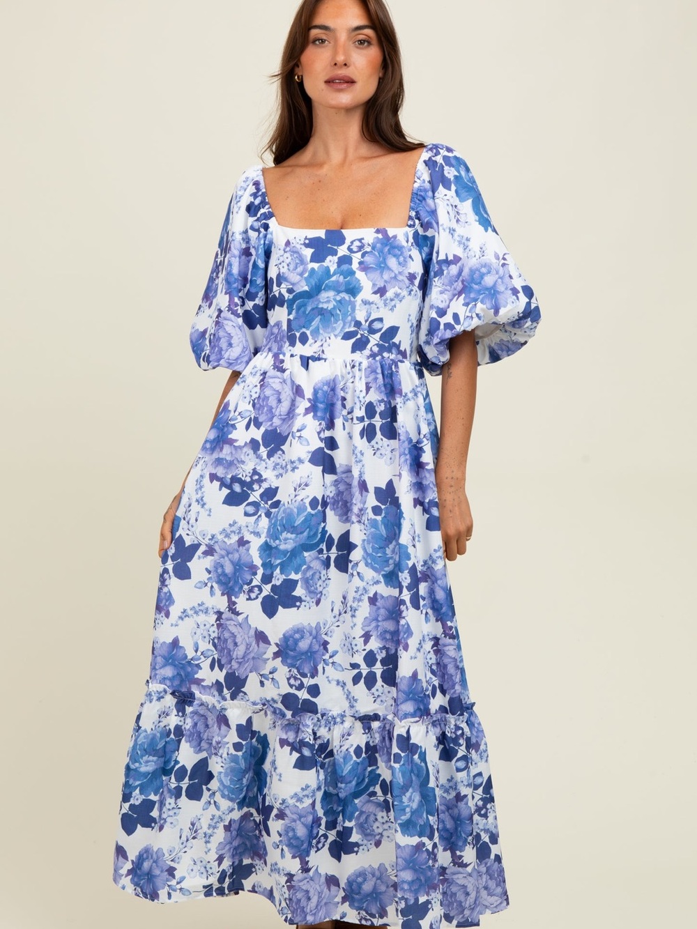 Pinkblush Blue and White Floral Maxi Dress